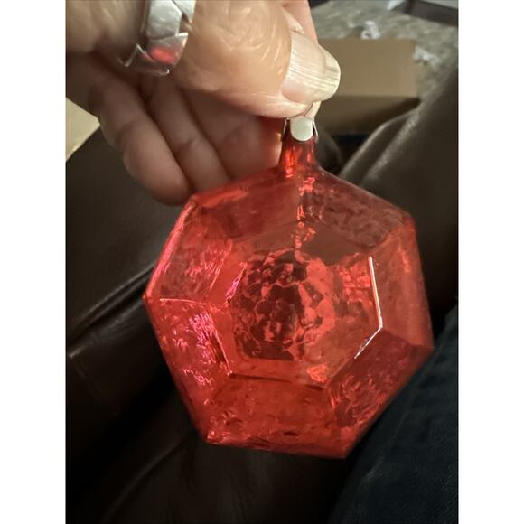 VINTAGE ‘94 Russia PUFFY HEXAGON BLOWN GLASS PART MERCURY GLASS ORNAMENTS 11 - Picture 4 of 7